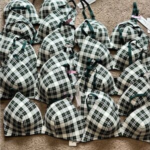 Ambrielle Plaid Bras - Green and White